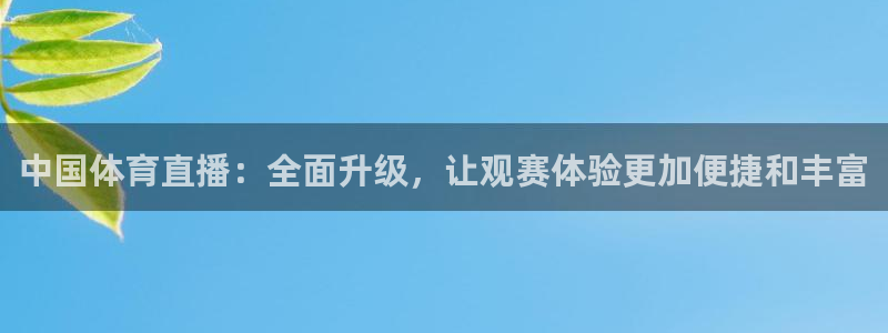 中国体育直播：全面升级，让观赛体验更加便捷和丰富